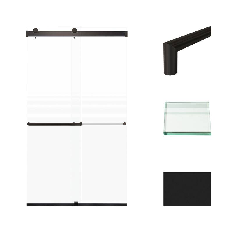 Brianna 48 in. W x 80 in. H By-Pass Frameless Shower Door with Frosted Glass - 44-48-in W x 80-in H - Matte Black