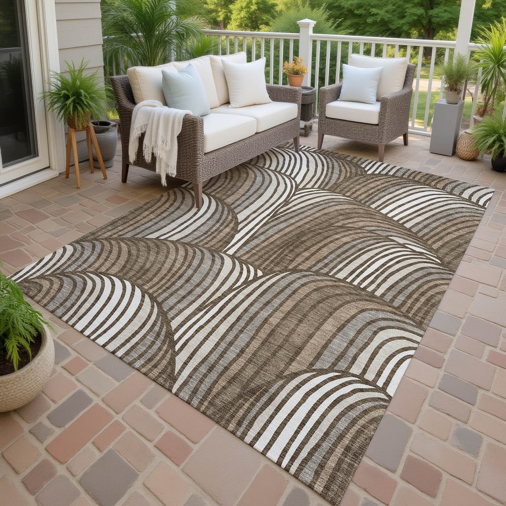 Machine Washable Indoor/ Outdoor Modern Parsons Chantille Rug