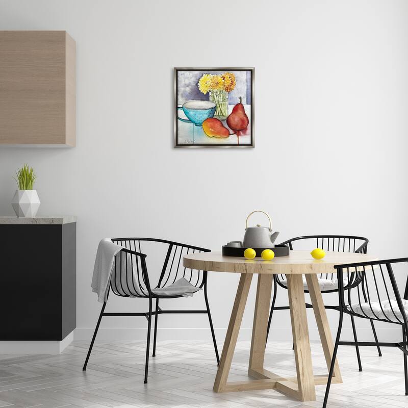 Stupell Modern Kitchen Teacup & Fruit Framed Floater Canvas Wall Art Design By Stephanie Fielden