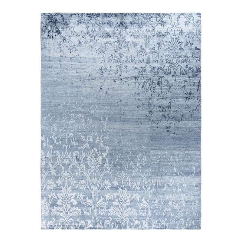 Modern One-of-a-Kind Hand-Knotted Area Rug - Gray, 9' 2" x 12' 2" - 9' 2" x 12' 2"