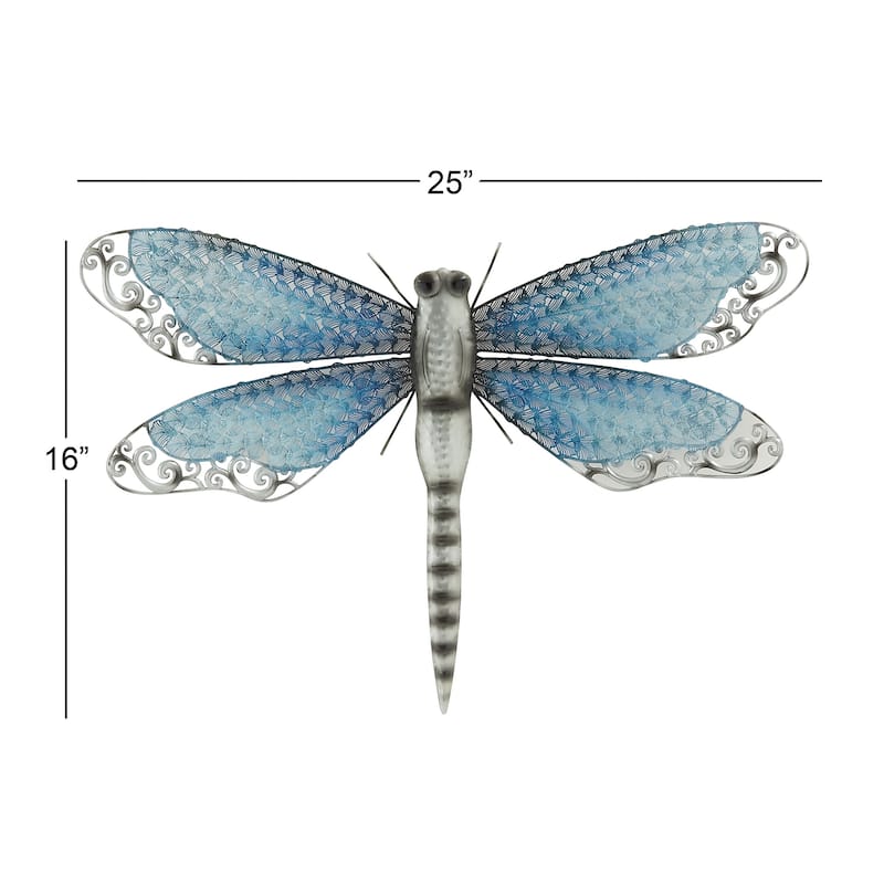 Metal Dragonfly Indoor Outdoor Home Wall Decor - Blue - Roche River Decor