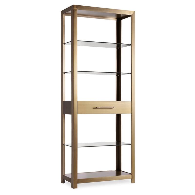 Hooker Furniture Curata 32" Wide Chic Modern Bookcase Shelving - Brushed Brass - Brushed Brass