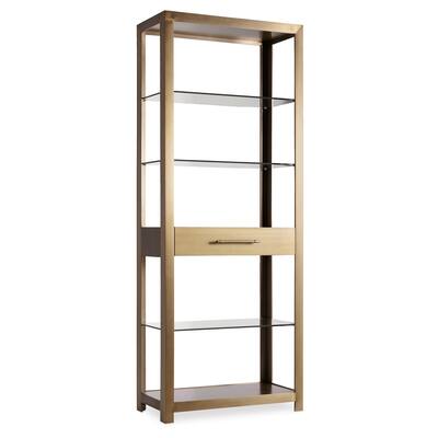 Hooker Furniture Curata 32" Wide Chic Modern Bookcase Shelving - Brushed Brass