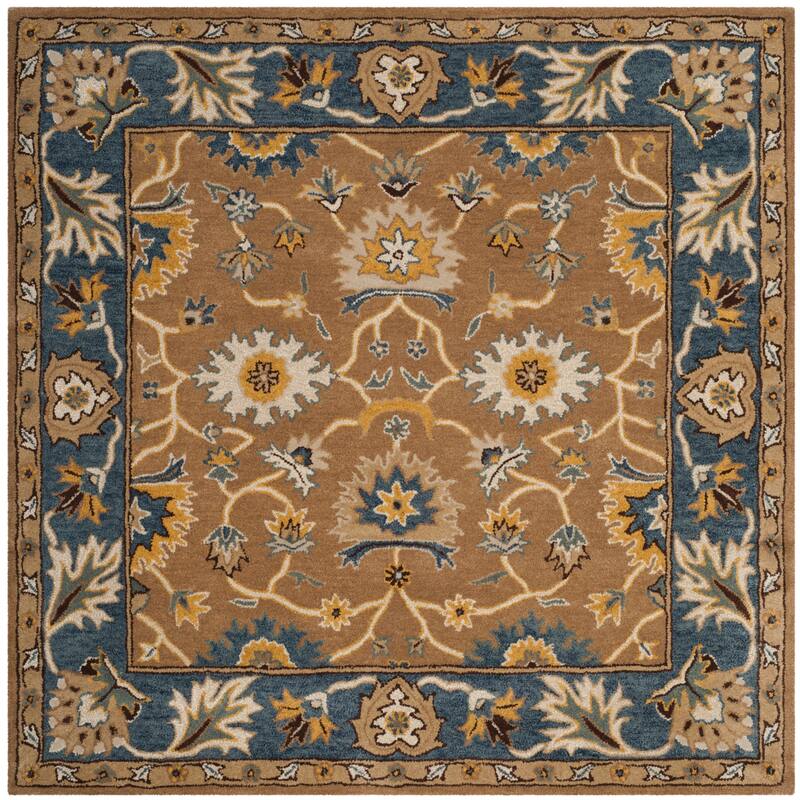 SAFAVIEH Handmade Heritage Truck Traditional Oriental Wool Rug - 6' Square - Camel/Blue