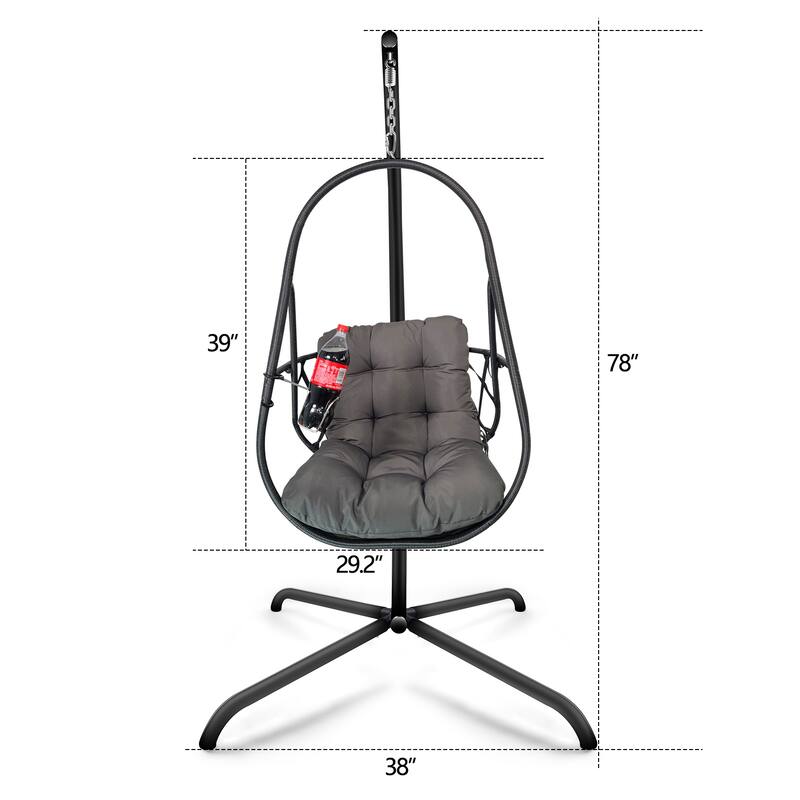 Hanging Swing Egg Chairs Foldable Hanging Basket Chair with Cup Holder