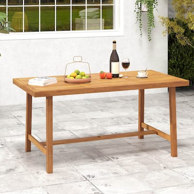 Costway 63" Acacia Wood Dining Table for 6 People with 1.97" Umbrella - See Details