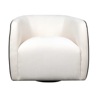 Harp & Finial Colsum Swivel Chair - Cream Distressed Velvet with Black Piping