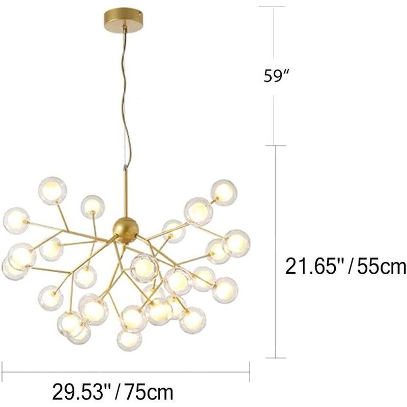 Modern Gold Glass Art Design Chandelier Pendant Light - 29.5*29.5*21.6H