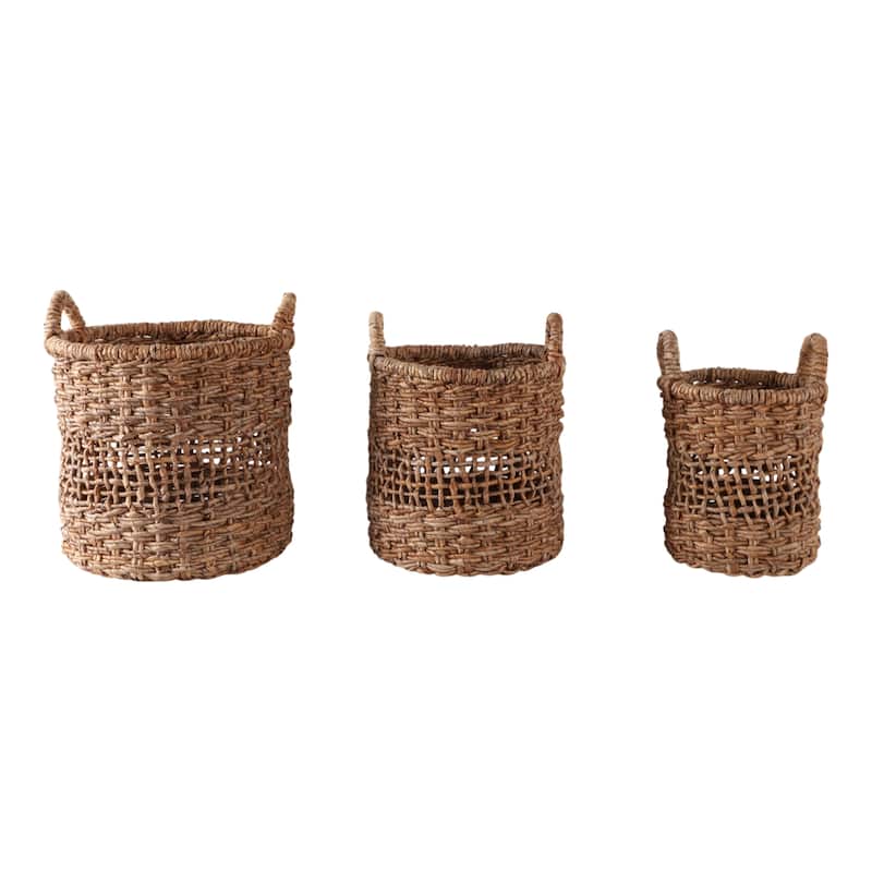 Woven Storage Basket Nesting Design (Set of 3) - 17", 18", 20" Tan - 17.25" x 17.25" x 19.75"