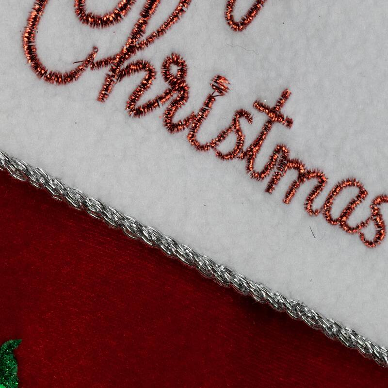 20" Red Velveteen Golf Christmas Stocking White Embroidered Cuff