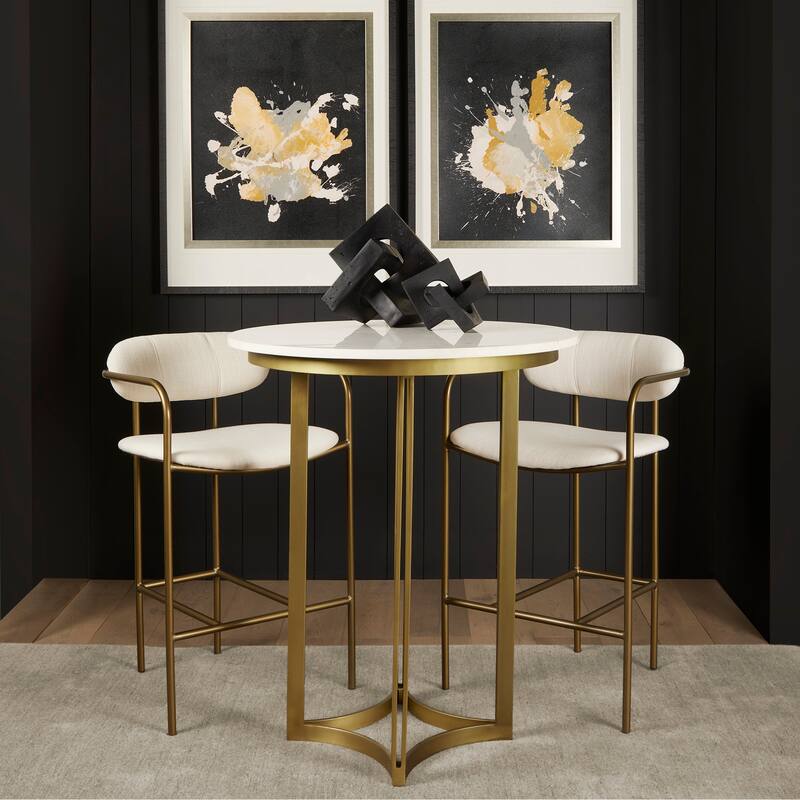 Tanner White Marble And Black Metal Frame Bistro Table