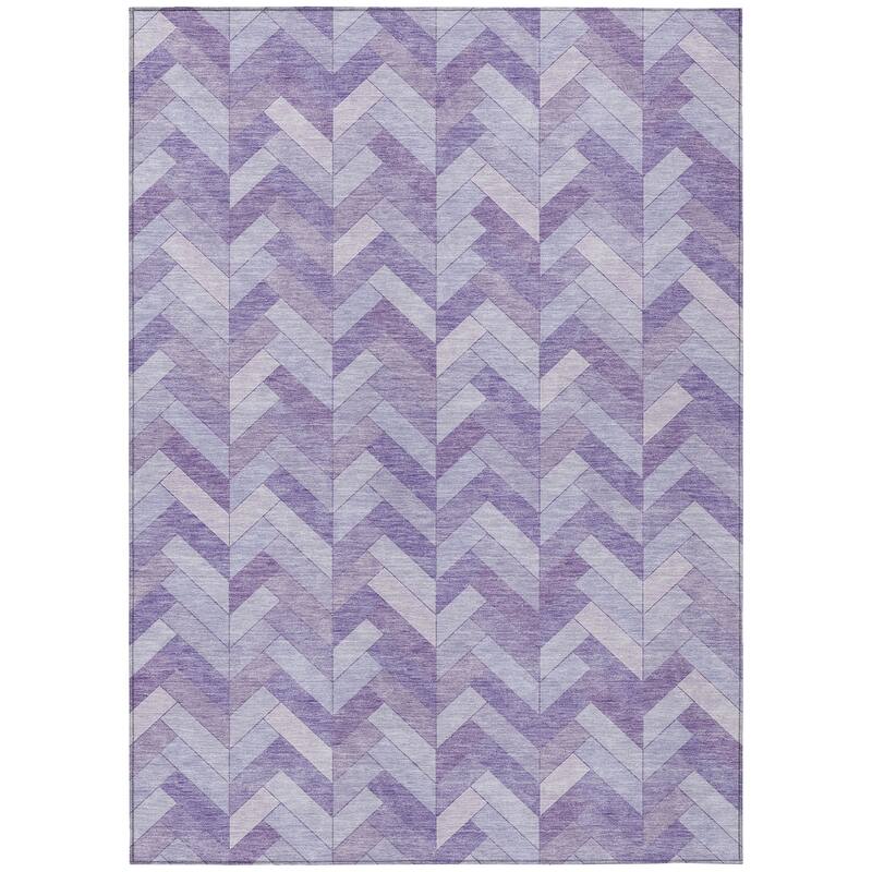 Machine Washable Indoor/ Outdoor Modern Chevron Chantille Rug