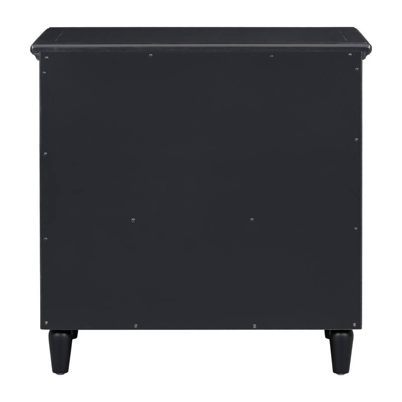 Black MDF Nightstand 3 Drawer Wooden Storage Cabinet for Bedroom Living Room