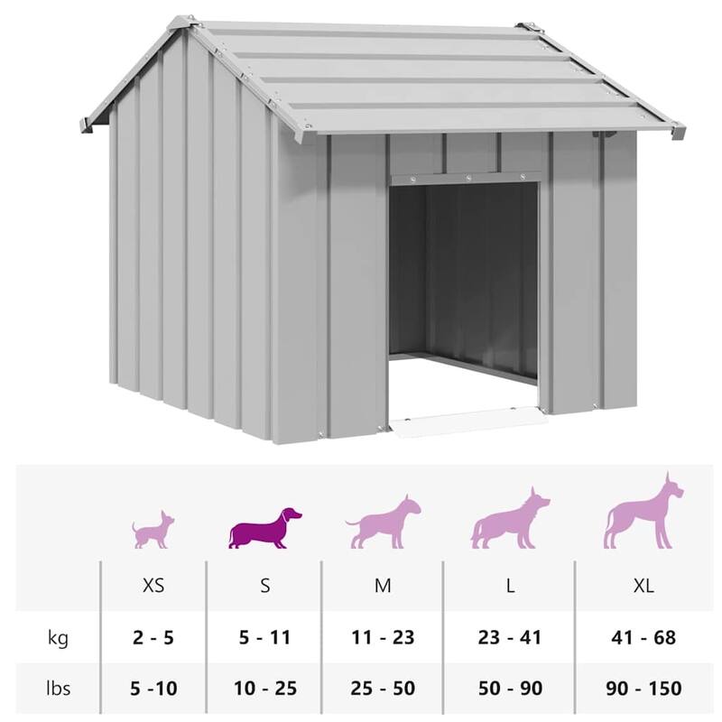 vidaXL Dog House Grey Galvanized Steel 33.5 x 42.1 x 31.9 in Dog House