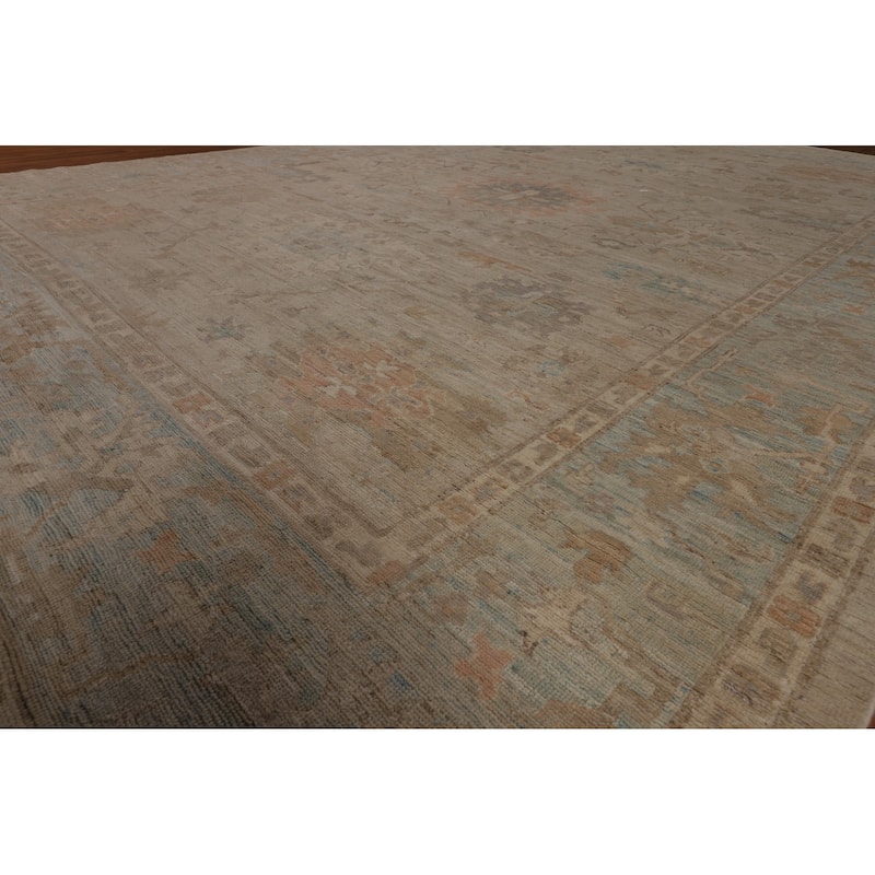 Oushak Turkish Large Rug Handmade Vegetable Dye Floral Wool Carpet - 10'3"x 13'9"