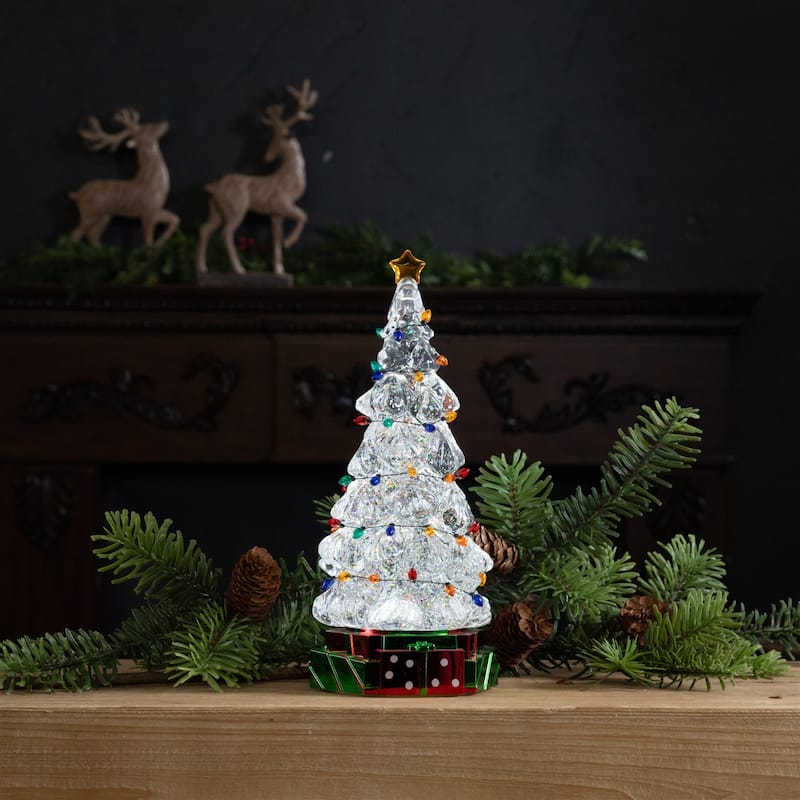 LED Christmas Tree 11.5 Inch with Colorful Lights and USB/AA Power Option - 3.25” x 3.25” x 9.5”