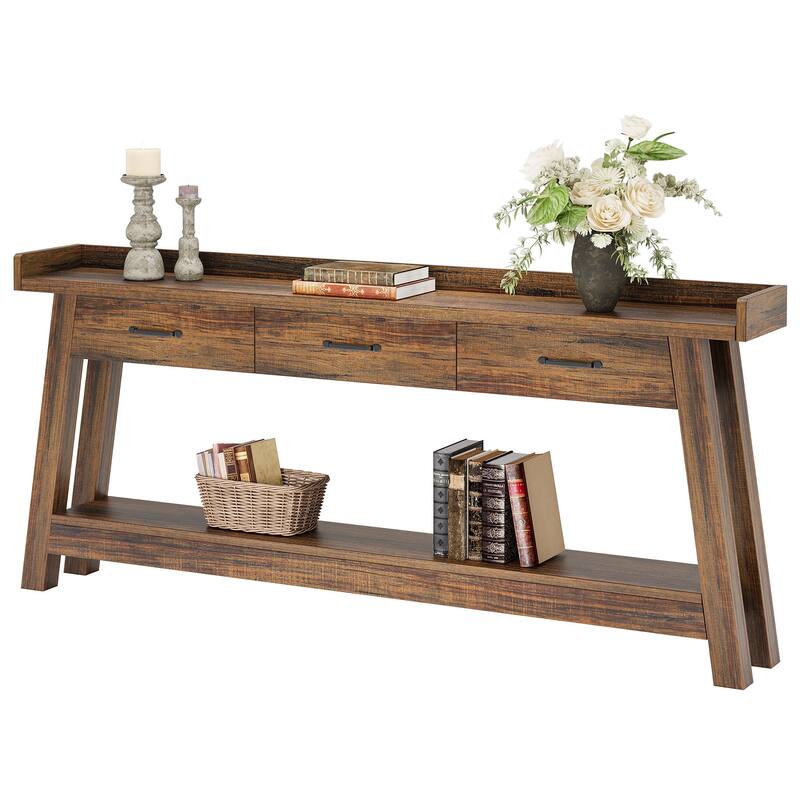 70.9-Inch Sofa Console Table with 3 Drawers, 2-Tier Entryway Table