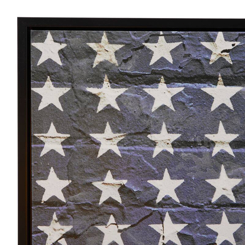 Red Wood American Flag Wall Decor with Black Frame