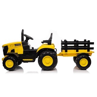 12V Kids Ride-On Tractor with Detachable Trailer, Music, LED Lights, and Remote Control