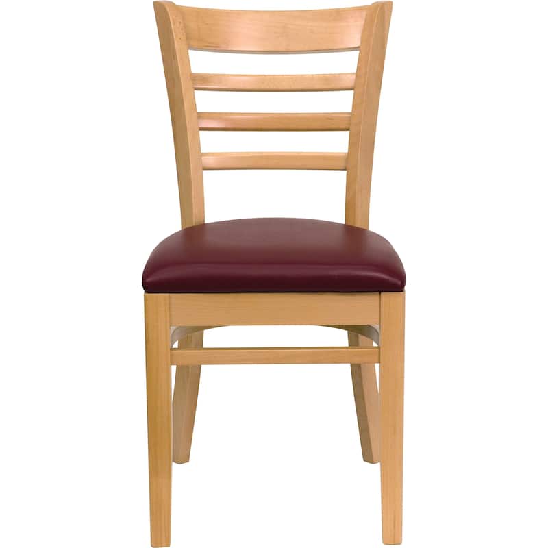 Ladder-back Wood Restaurant Chair - 17.5"W x 20"D x 33.75"H