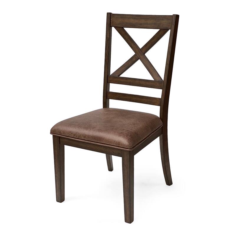 Amara Rubberwood Upholstered Cross back Dining Chairs (set of 2) by Christopher Knight Home