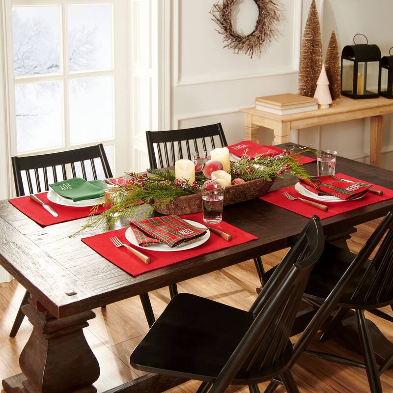 Holiday Christmas Sentiments Placemat and Napkin Set of 8 (4 of Each)