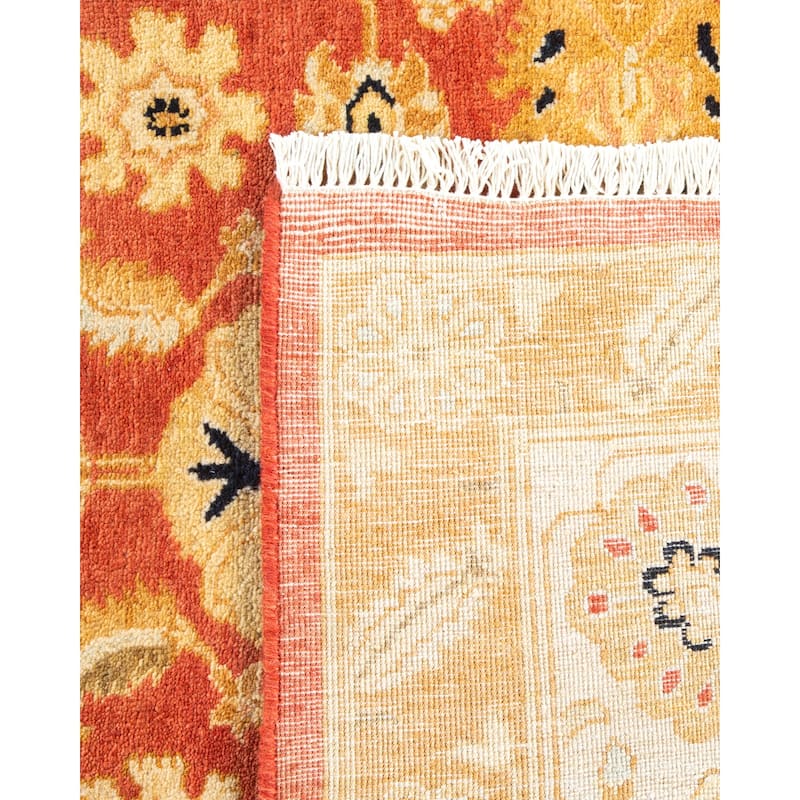 Overton Handknotted Wool Traditional Oriental Orange Area Rug - 5' x 8'