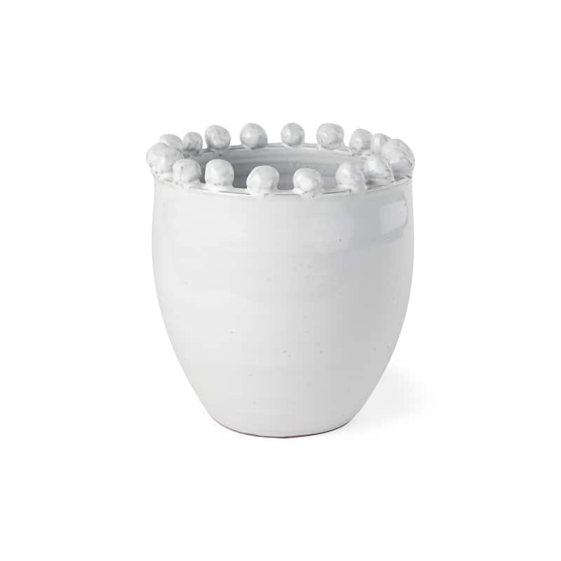 Basin Small White Glazed Ceramic Vase - Small