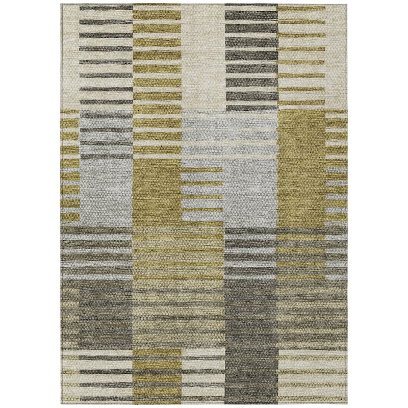HomeRoots Striped Transitional Rectangle Outdoor Rug