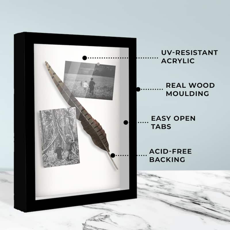 27x36 Shadow Box Frame Black | 1.625 inches Deep Real Wood