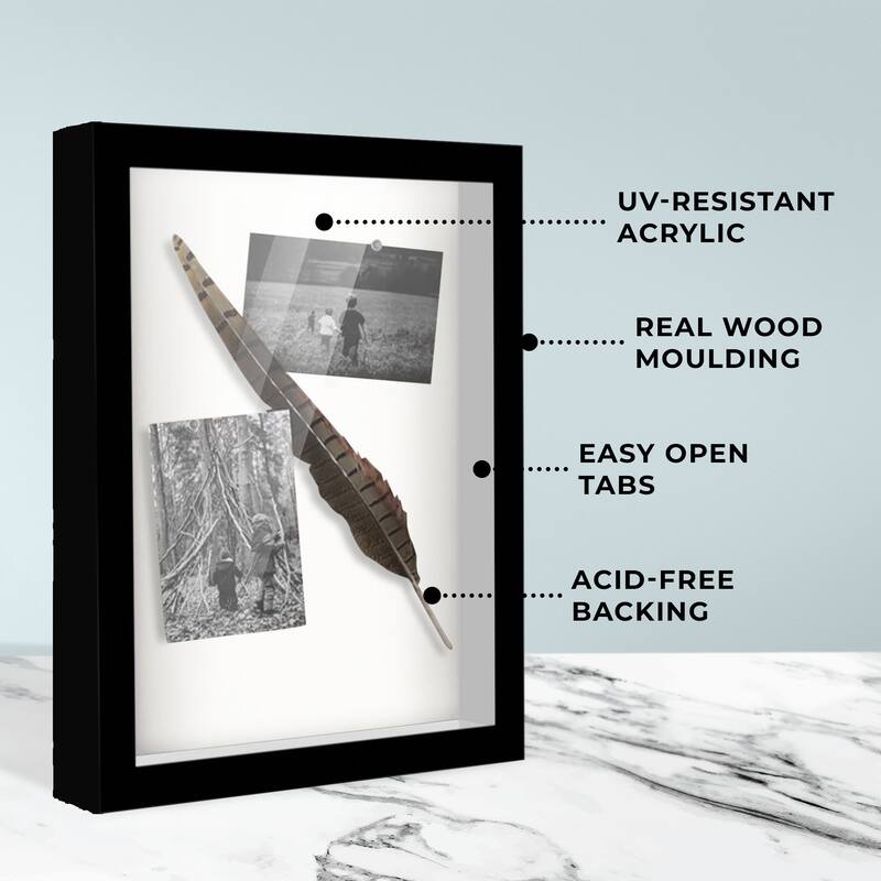 5x11 In Shadow Box Frame Black | 1.625 inches Deep Real Wood