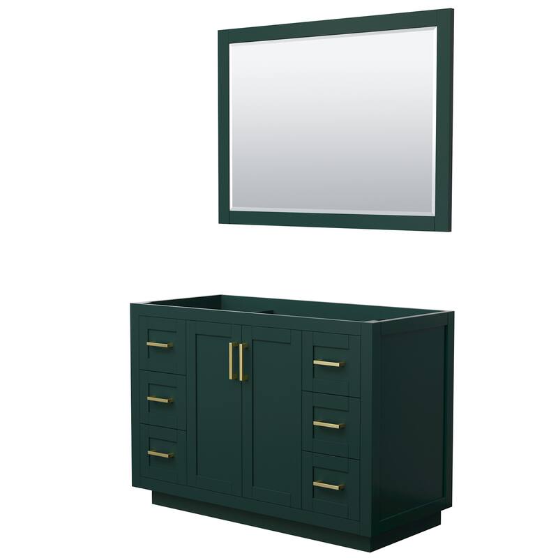 Wyndham Collection Miranda 48" Single Free Standing Vanity Cabinet - - Green / Brushed Gold Hardware