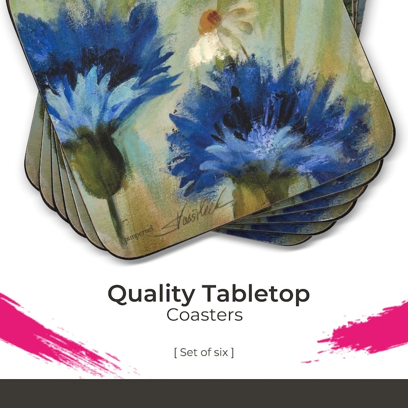 Pimpernel Set of 6 Fleurs des Champs Coasters - 4 Inches Sq.