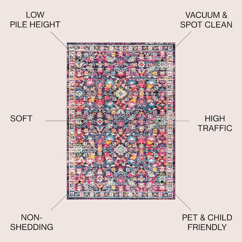 JONATHAN Y Traditional Persian Boho Floral Area Rug - 8 X 10 - Multi/Purple