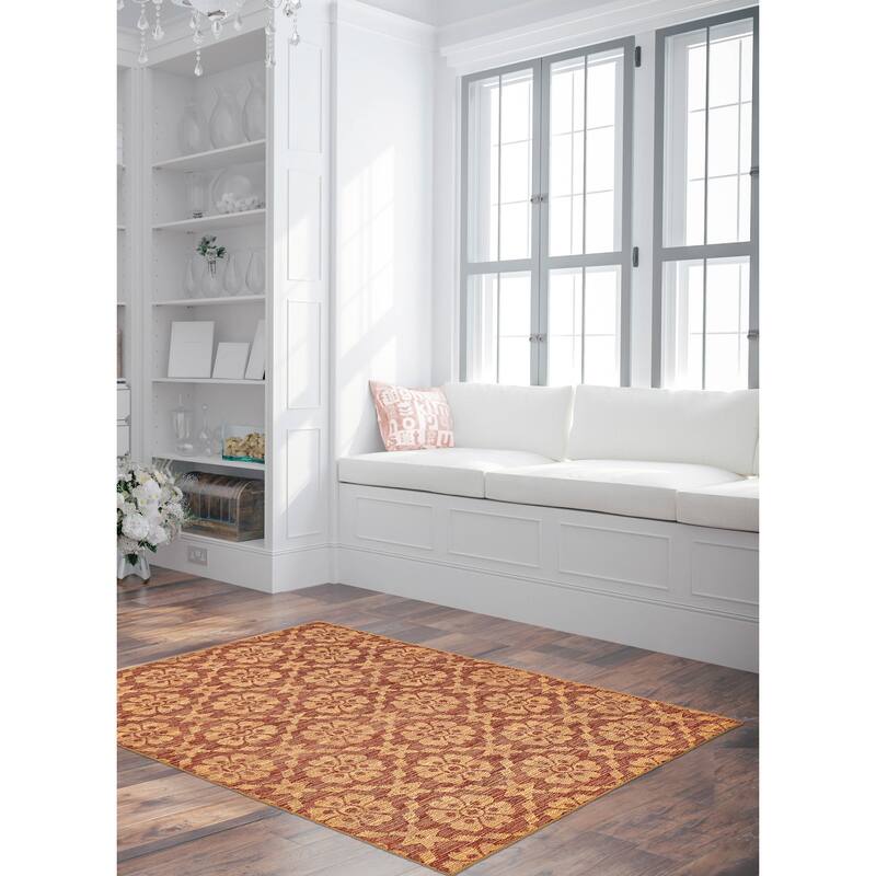 ECARPETGALLERY Flat-Weave Palas Denizli Dark Red Jute Kilim - 5'3 x 7'6