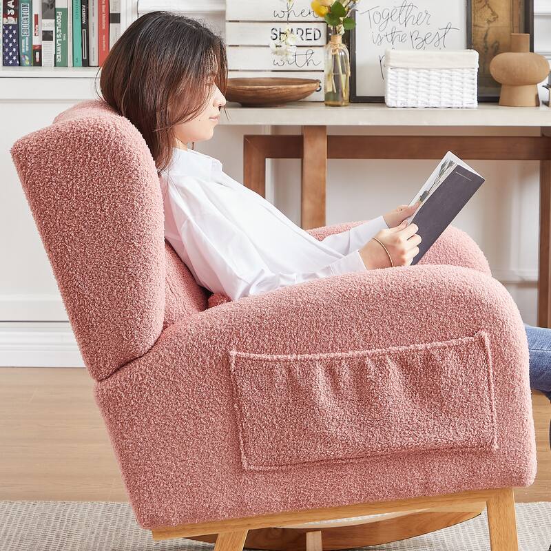 Rocking Chair with Thickened Rubber Wood Base