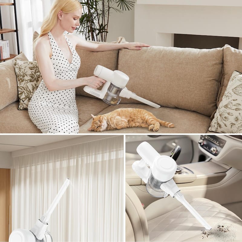 Powerful Cordless Stick Vacuum - 24kPa Suction, HEPA Filtration, 3 Modes