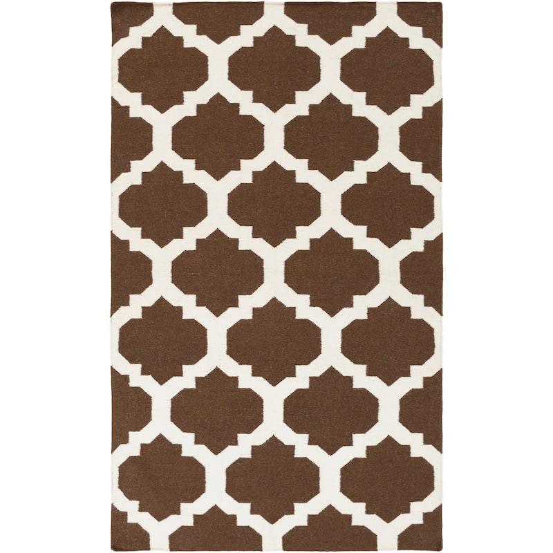 Hand-Woven Esme Moroccan Trellis Reversible Flatweave Wool Rug - 4' x 6'