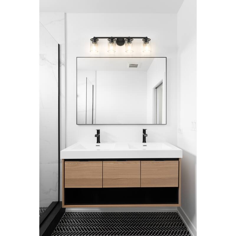 Thayer by Z-Lite 4 Light Vanity in Matte Black with Clear Glass Shade - Matte Black