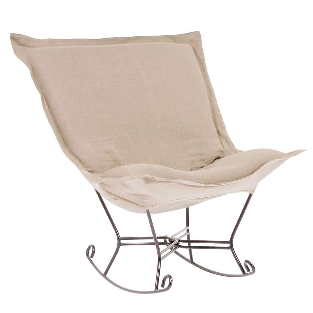 Allan Andrews Linen Slub Scroll Puff Rocker with Titanium Frame