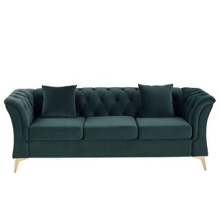 Modern Chesterfield Curved Sofa Tufted Velvet Couch 3 Seat Button Tufed ...