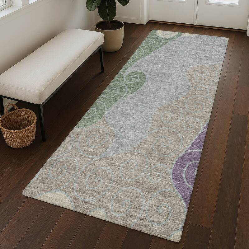 Machine Washable Indoor/ Outdoor Swirly Chantille Rug