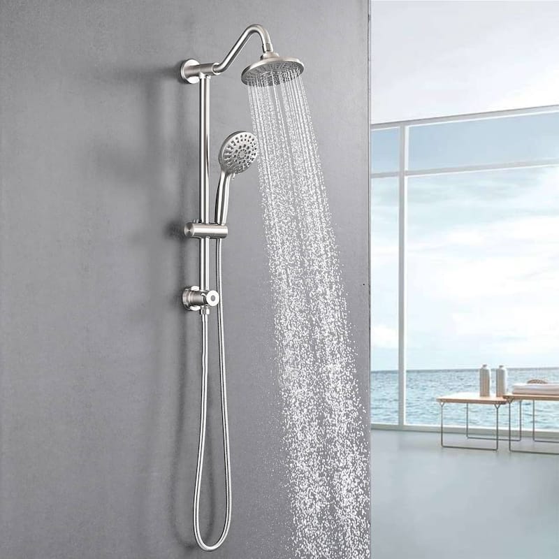 Wall Mounted Shower Faucet With Handheld Shower 6 Inch Rain Shower Head Combo Set Shower System With Slide Bar, NO VALVE