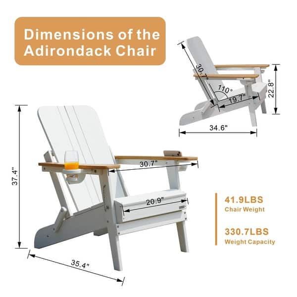 Patio HDPE Board Folding Adirondack Chair With Cup Holder