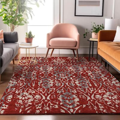 Premium Washable Super Soft Floral Damask Mayfield Rug