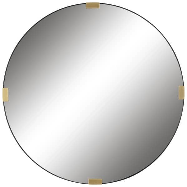 slide 2 of 6, Uttermost Clip Modern Round Mirror - 43"W X 43"H X 2"D Black