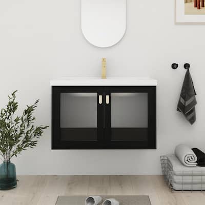 Bathroom Vanity With Sink In 28/32 Inch, Floating/Freestanding Bathroom Vanity With Soft Close Door