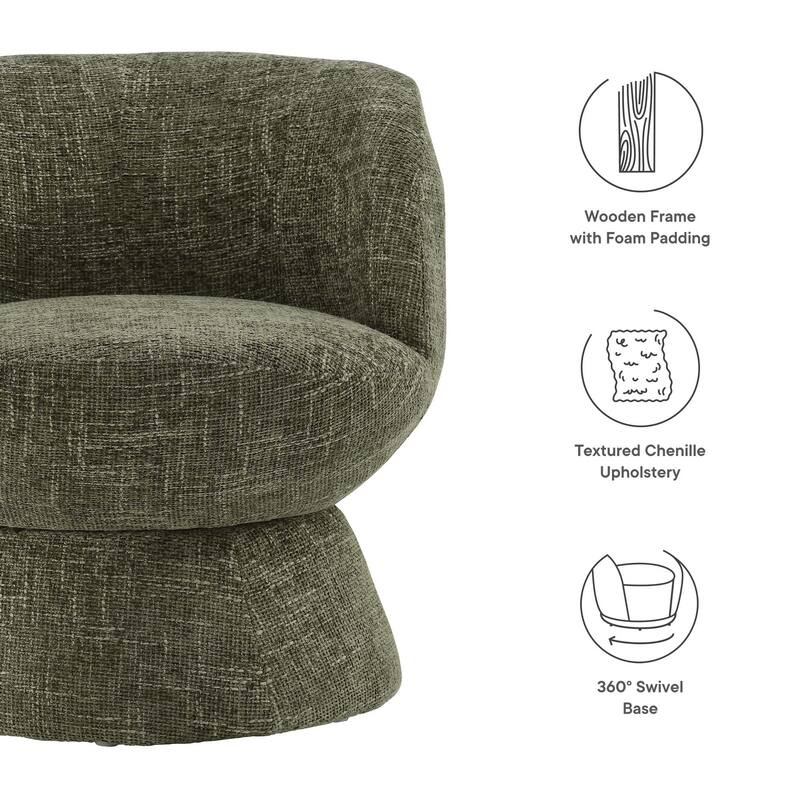 Vesta Chenille Fabric Upholstered Swivel Chair