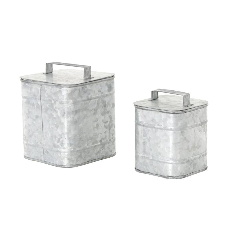 Metal Decorative Canisters - Set of 2 Silver - Roche River Decor