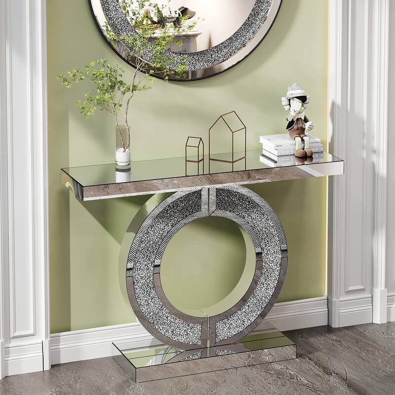 O-Shaped Handicrafts Mirror Console Table for Living Room